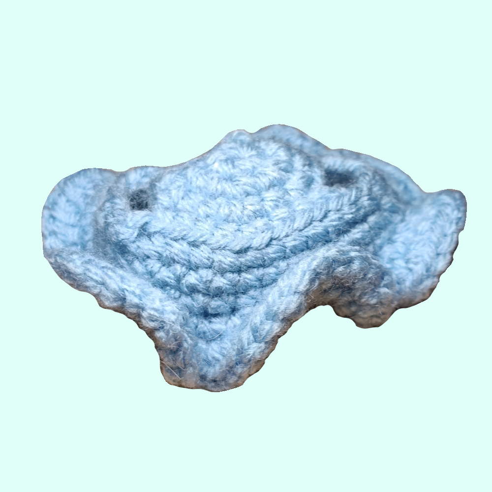 blue plain ruffled bucket hat.