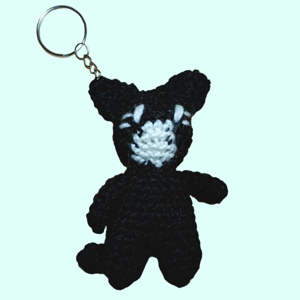 patterned black mouth cat keychain.