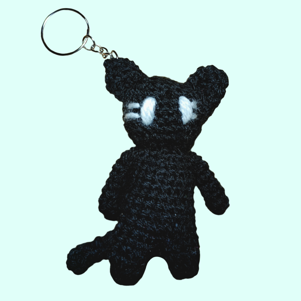 solid black cat keychain.